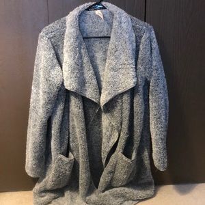 Gray fleece open cardigan